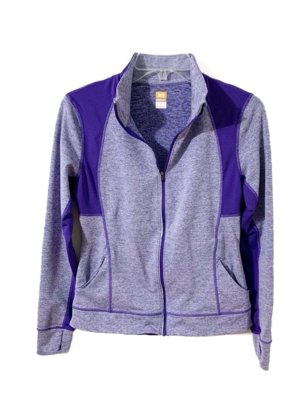 Lucy Tech Long Sleeve Full Front Zip Warmup Track Jacket Thumb Holes Mock Collar